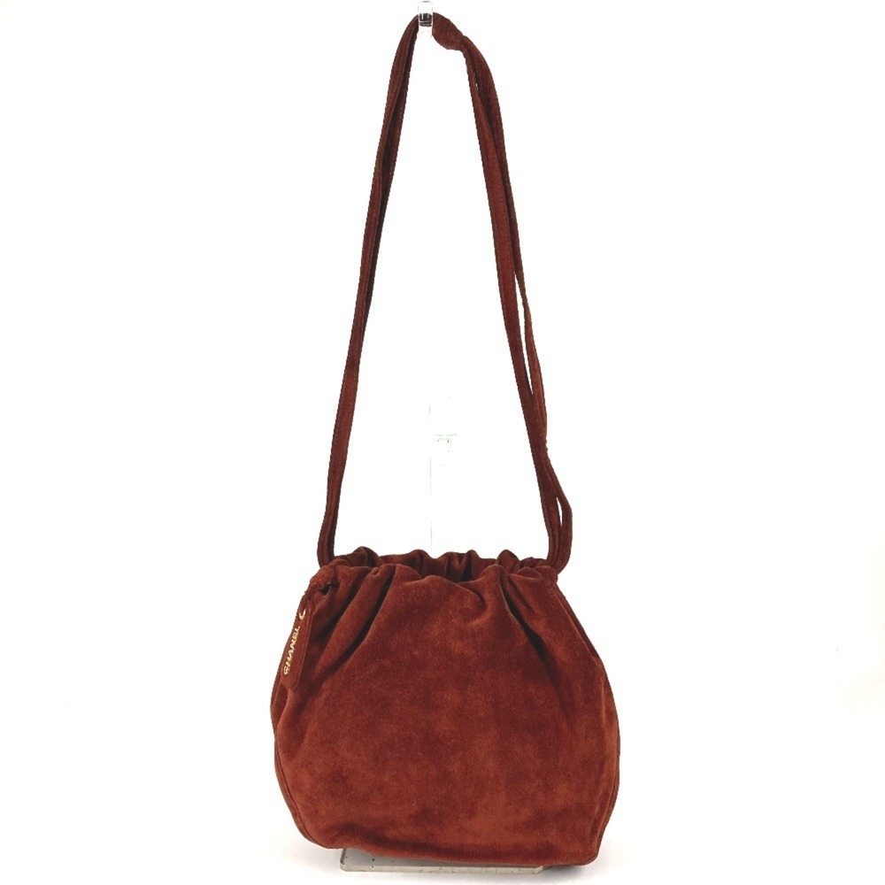 CHANEL Vintage Logo Drawstring Bag, Shoulder Handbag, Suede, Men's & Women's,...